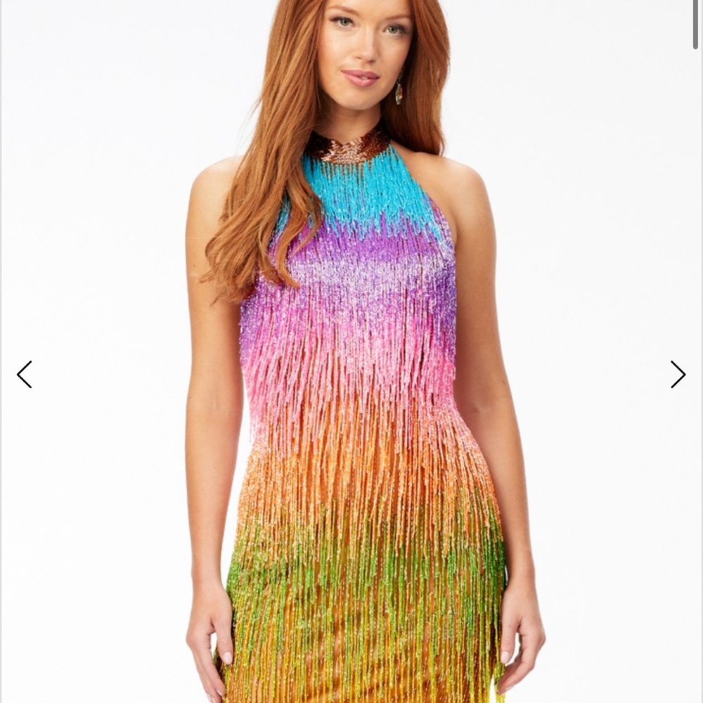 Vibrant Multicolor Halter Mini Dress